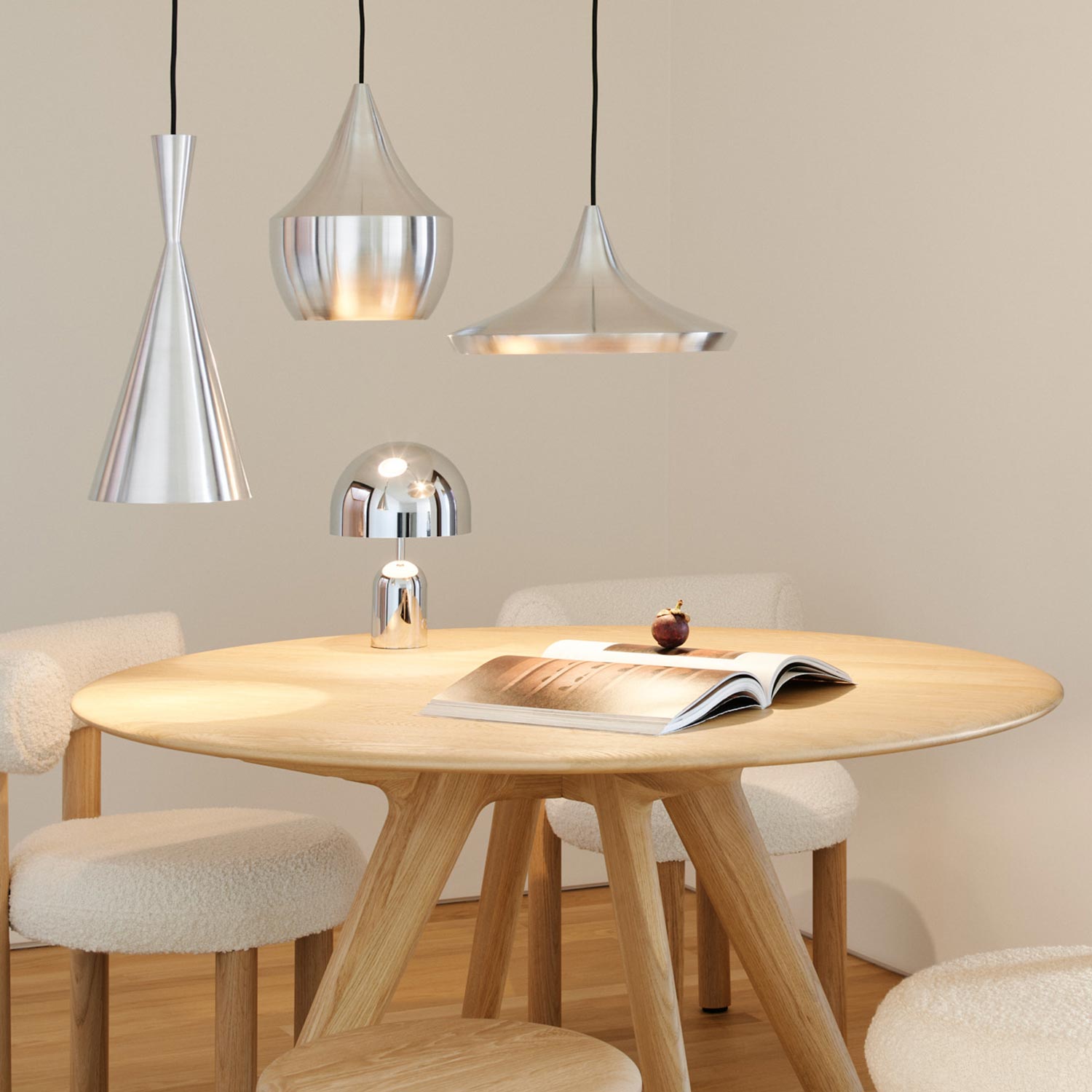 Suspension LED conique en laiton et aluminium
