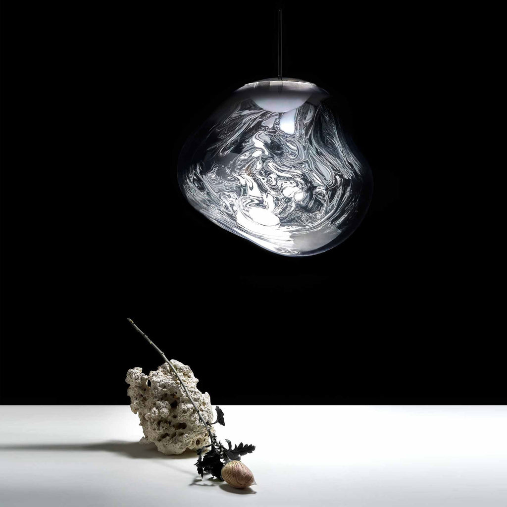 Suspension LED Molten Orb en polycarbonate et verre