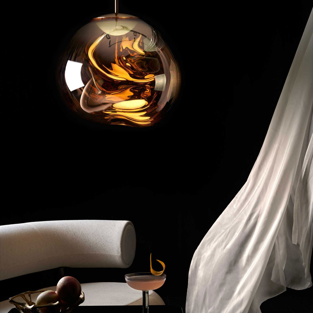 Suspension LED Molten Orb en polycarbonate et verre