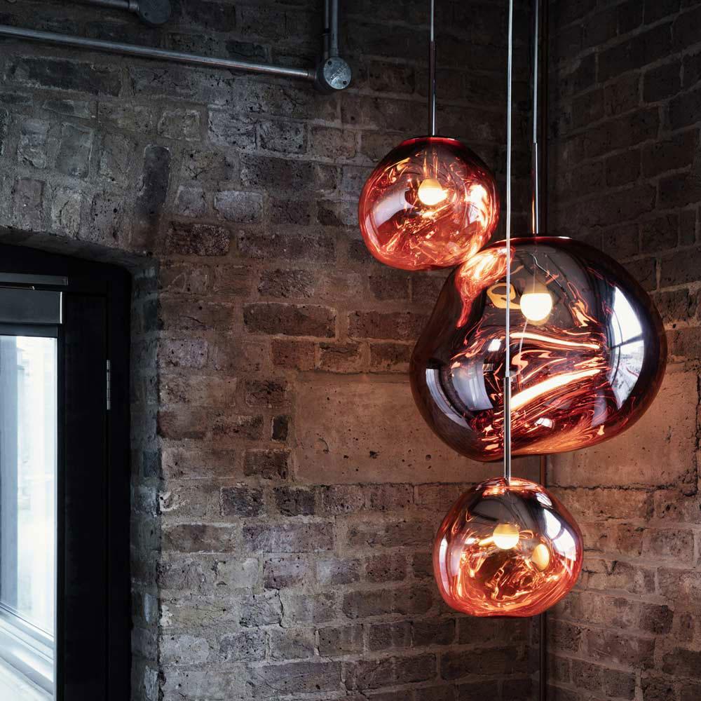 Suspension LED Molten Orb en polycarbonate et verre