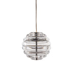 Mini-suspension à DEL Press Sphere en verre pressé nervuré