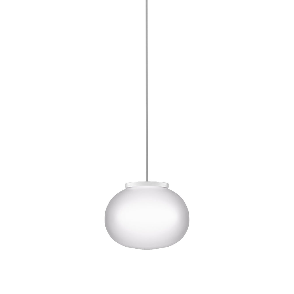 Suspension boule en verre satiné blanc