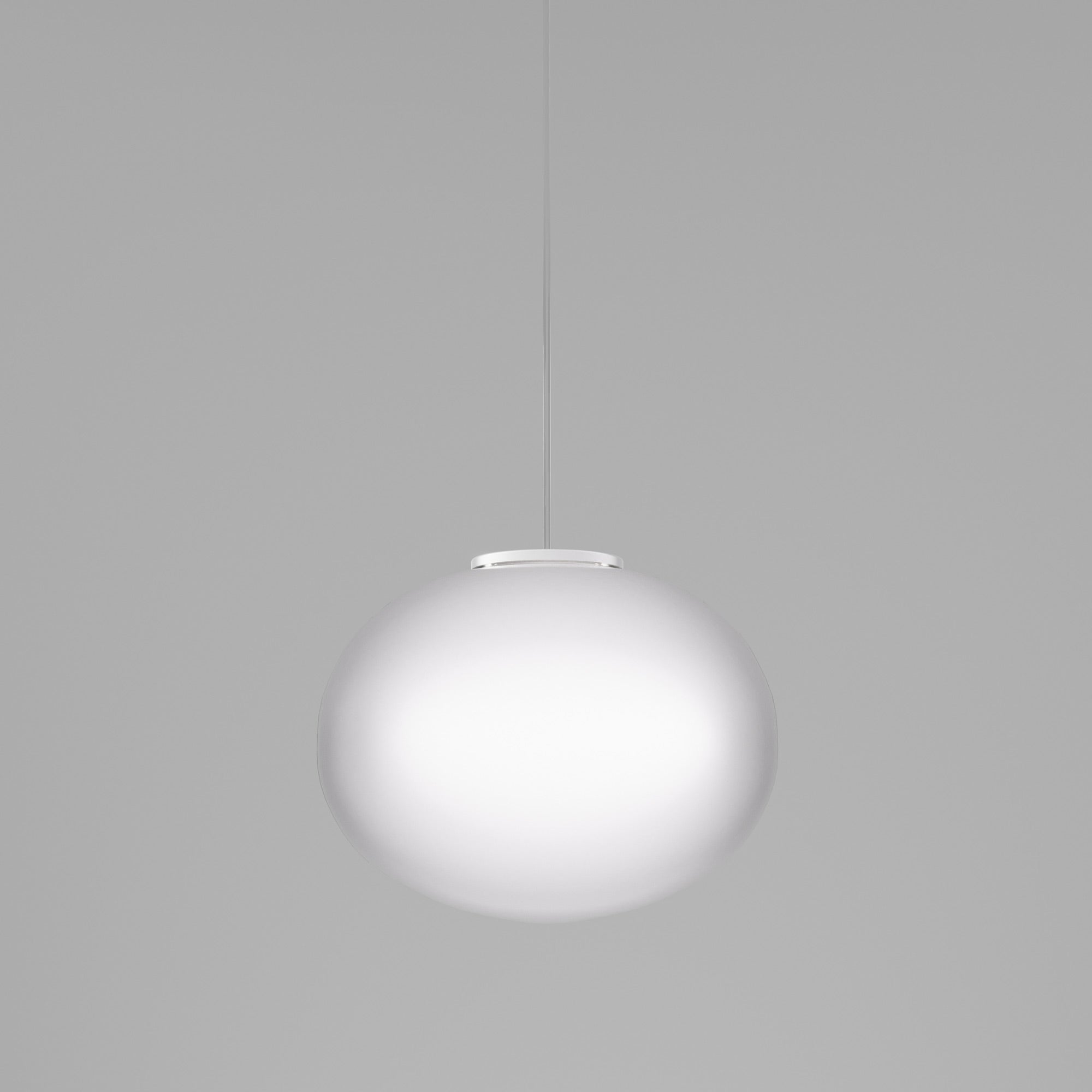 Suspension boule en verre satiné blanc