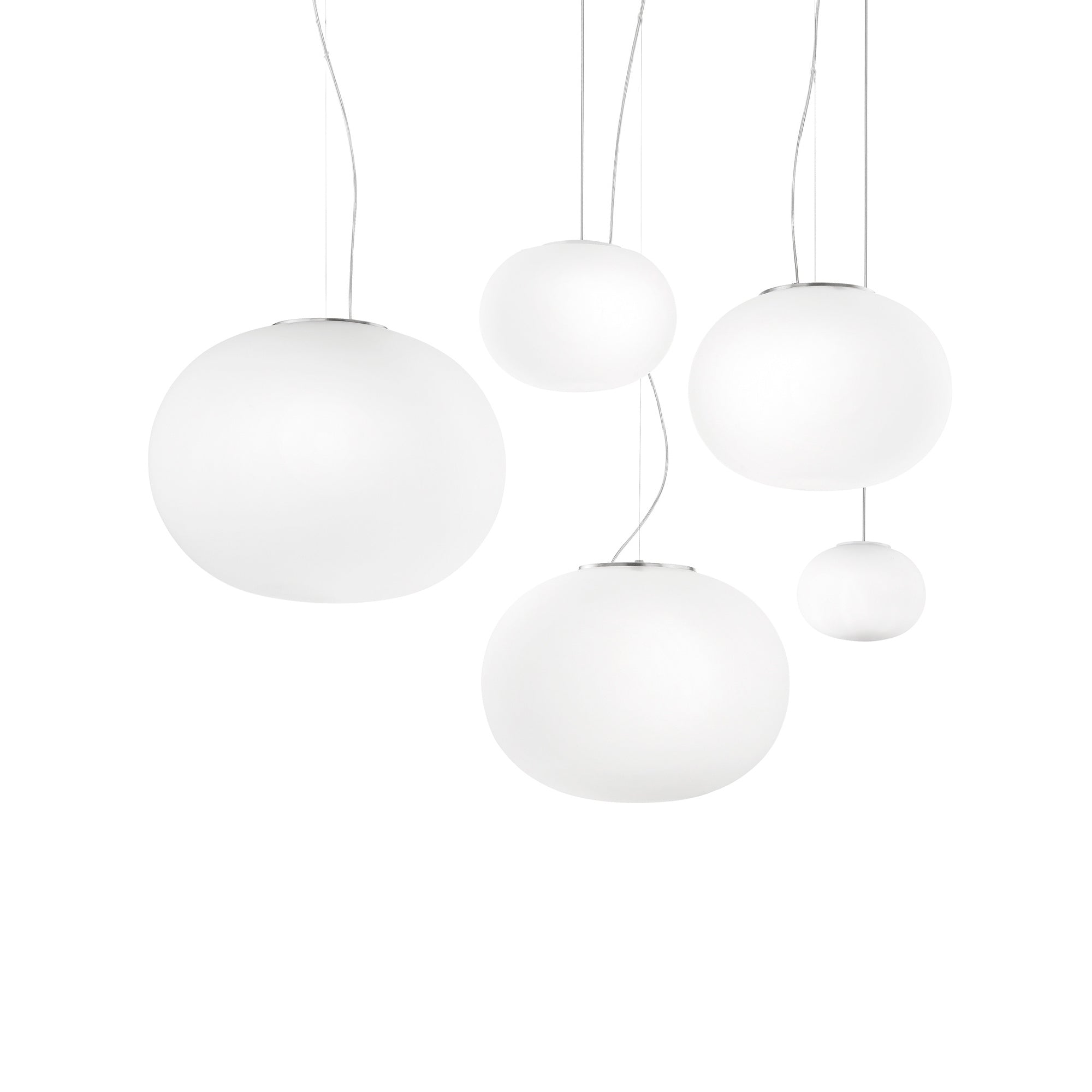 Suspension boule en verre satiné blanc