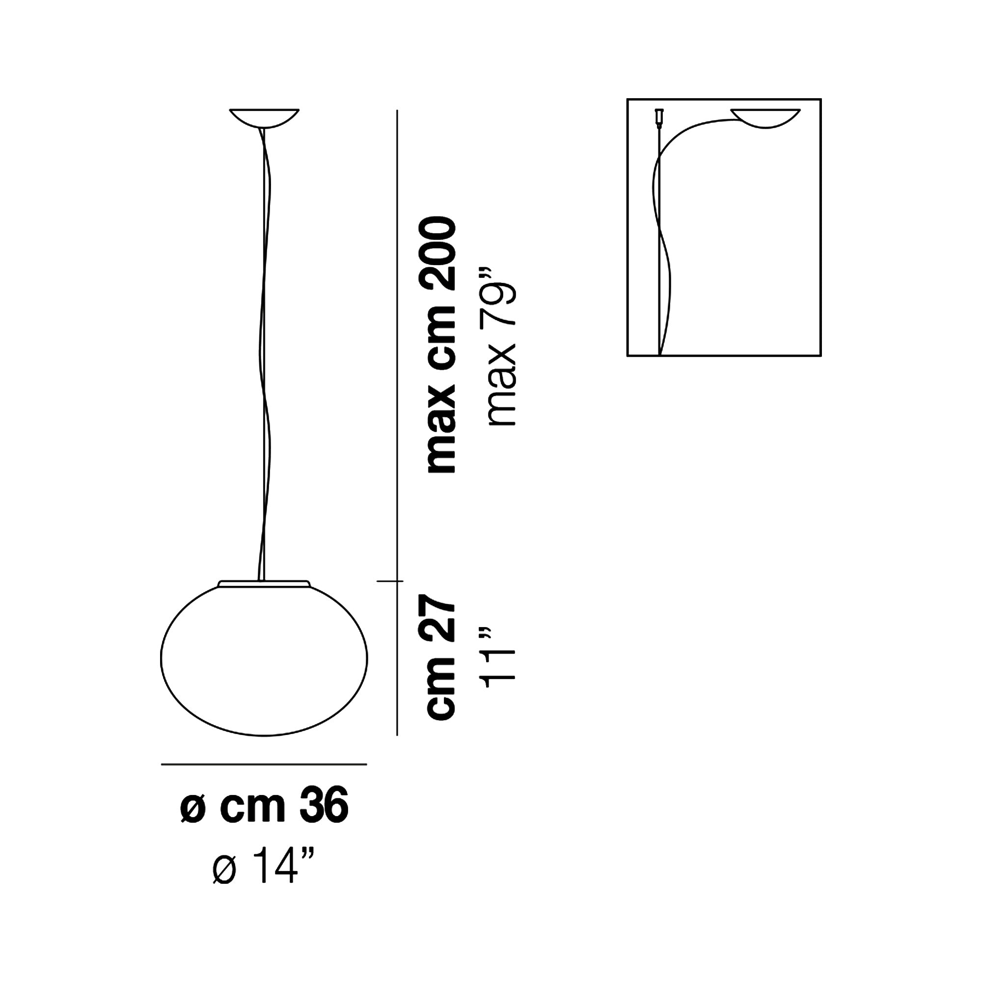 Suspension boule en verre satiné blanc