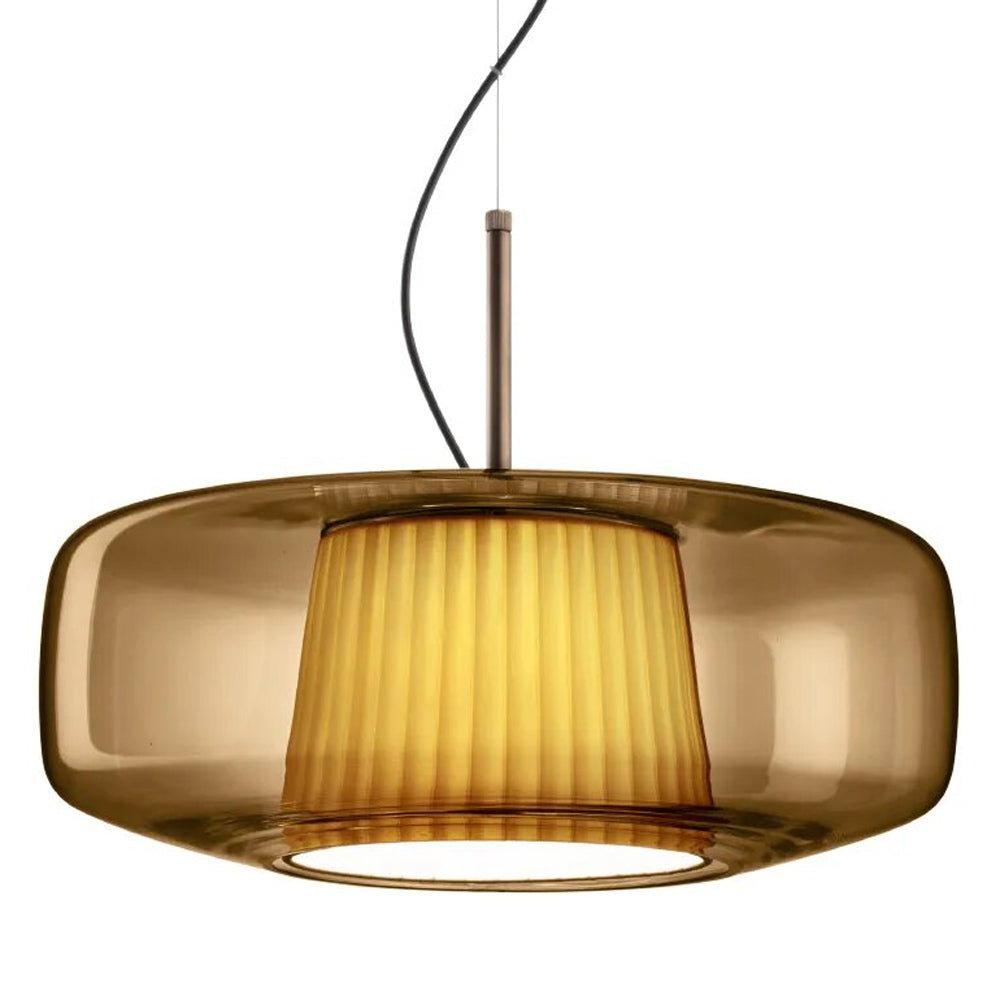 Suspension LED Tambour en Verre Soufflé de Style Mid-Century Modern