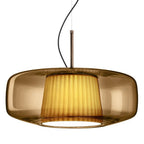 Suspension LED Tambour en Verre Soufflé de Style Mid-Century Modern
