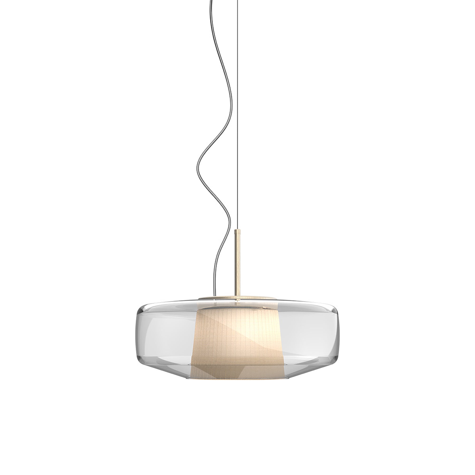 Suspension LED Tambour en Verre Soufflé de Style Mid-Century Modern