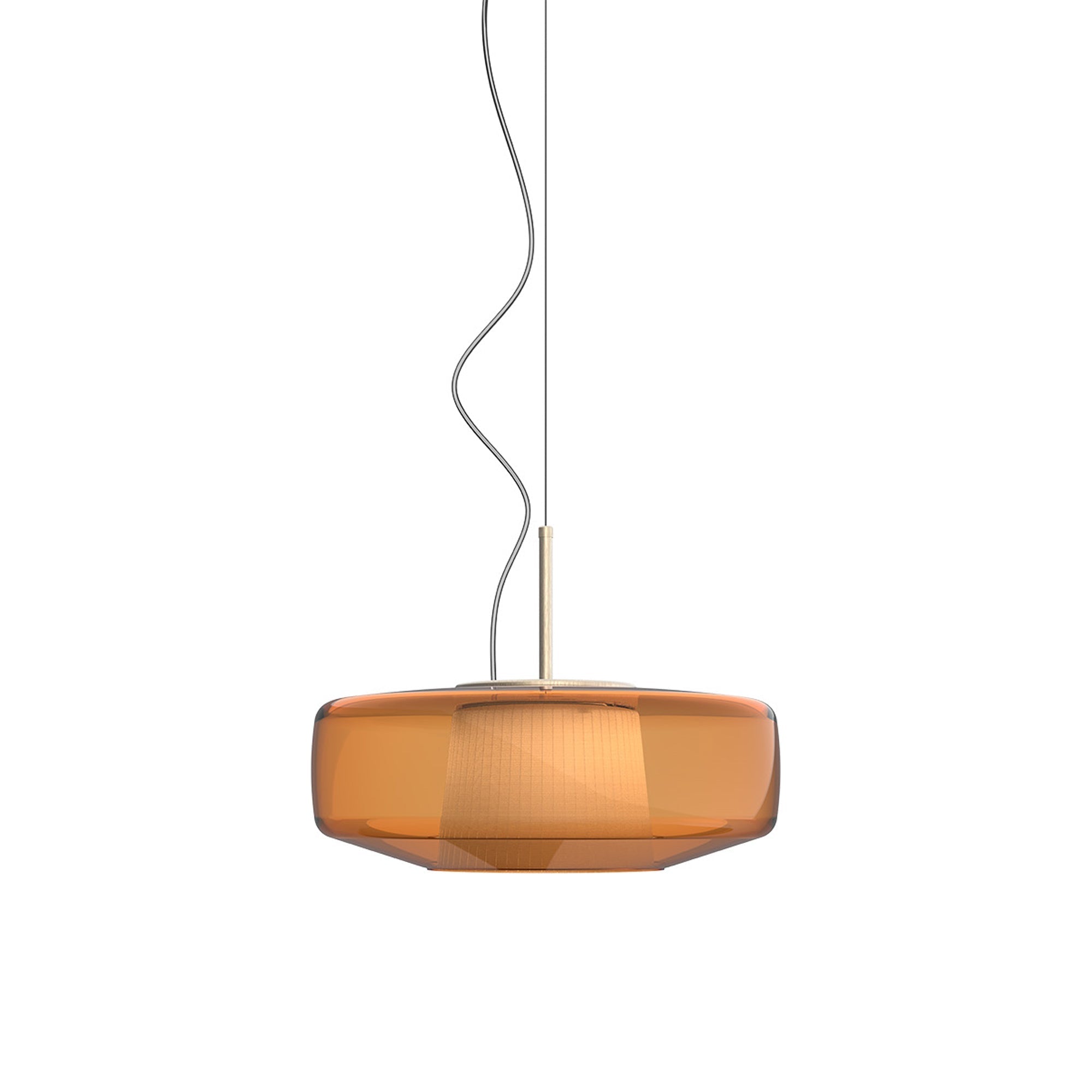 Suspension LED Tambour en Verre Soufflé de Style Mid-Century Modern
