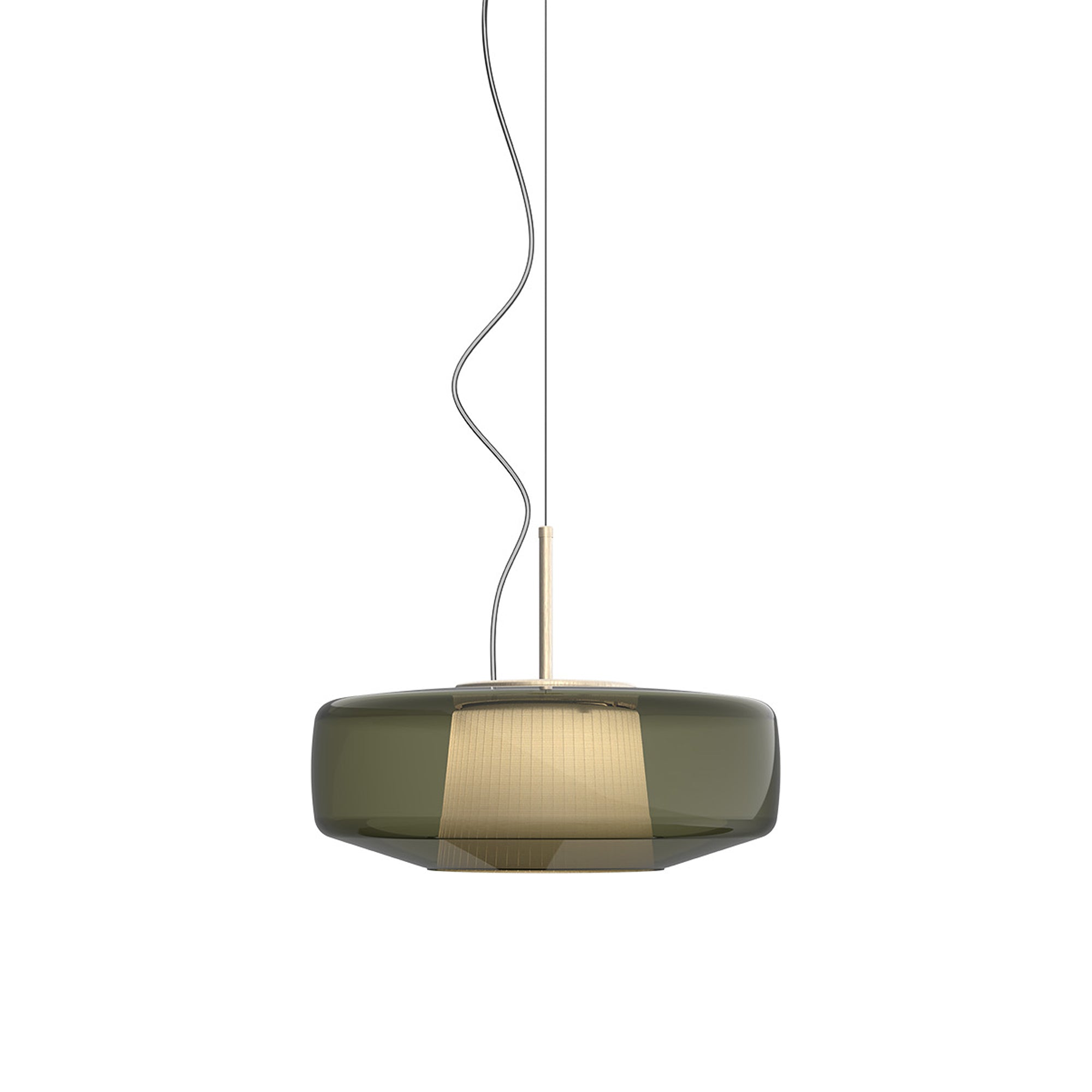 Suspension LED Tambour en Verre Soufflé de Style Mid-Century Modern