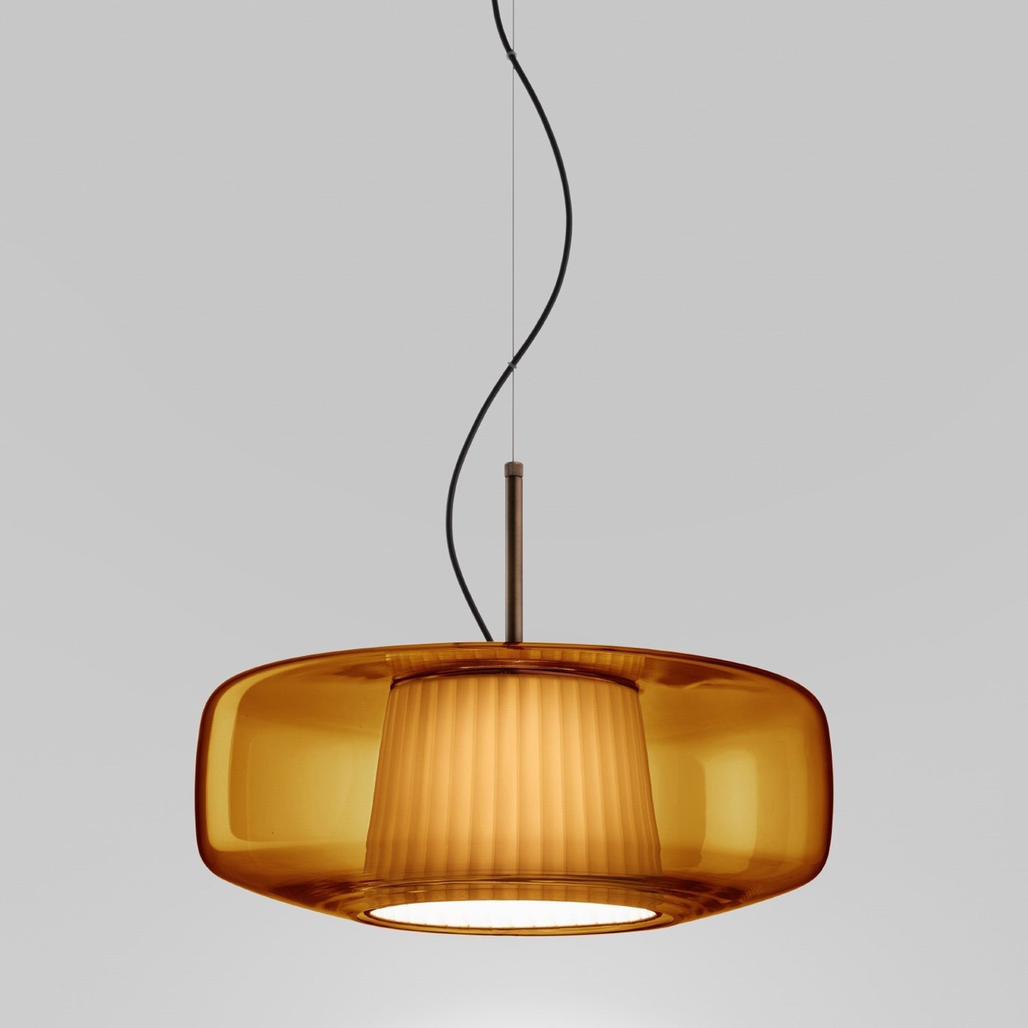 Suspension LED Tambour en Verre Soufflé de Style Mid-Century Modern