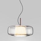 Suspension LED Tambour en Verre Soufflé de Style Mid-Century Modern
