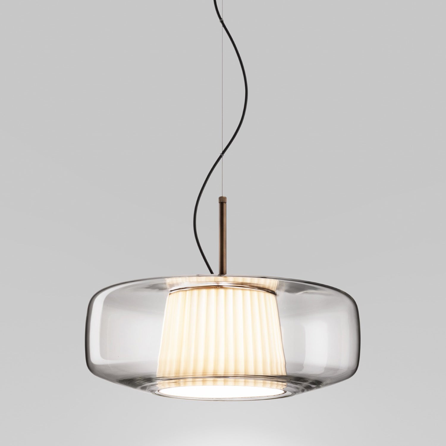 Suspension LED Tambour en Verre Soufflé de Style Mid-Century Modern