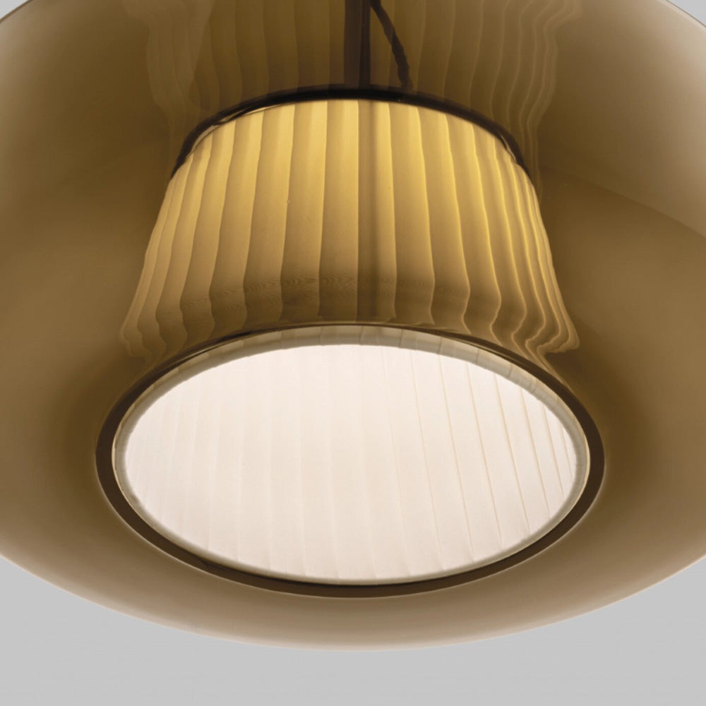 Suspension LED Tambour en Verre Soufflé de Style Mid-Century Modern