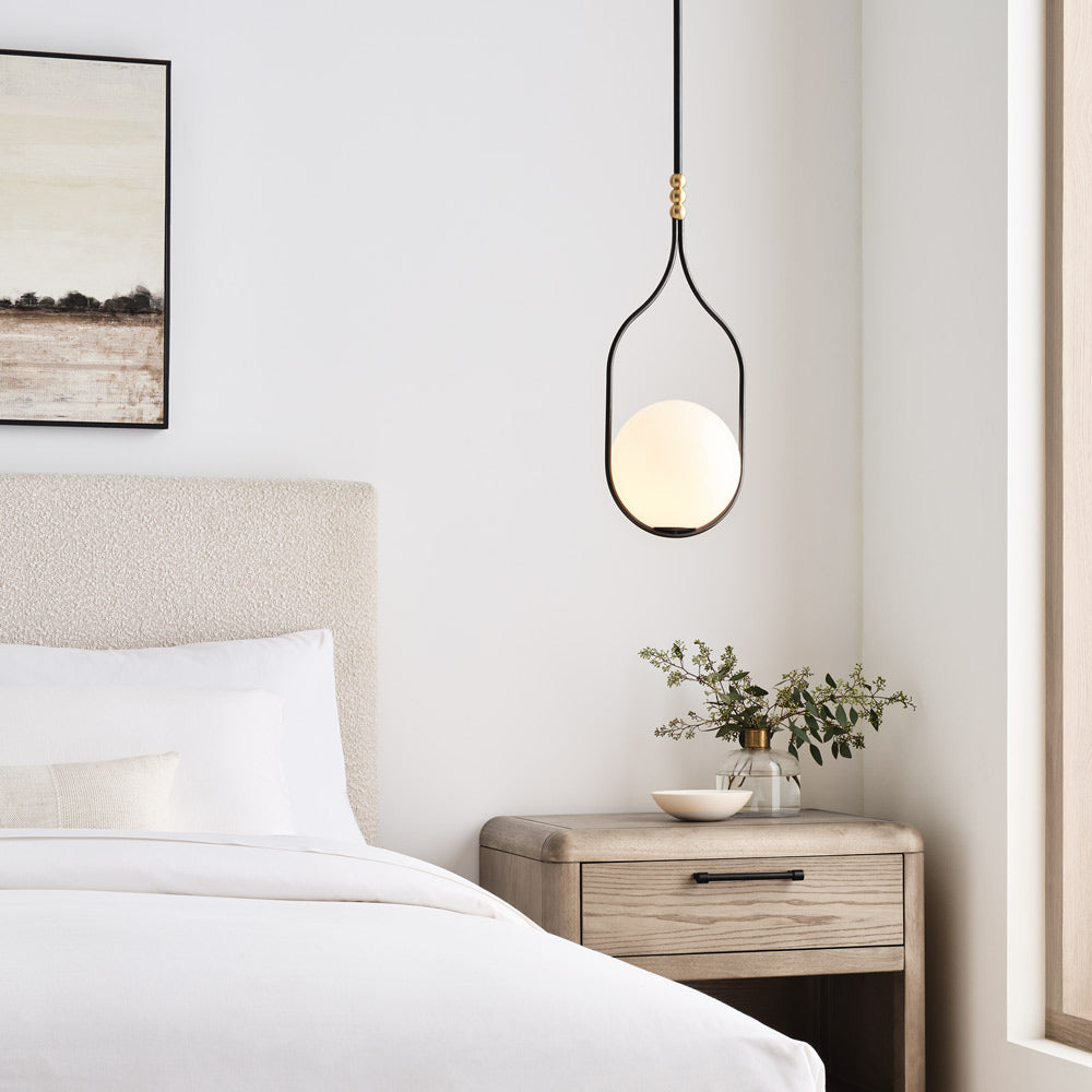Suspension LED Globe en verre blanc