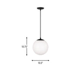 Suspension Globe en aluminium et verre avec cordon en tissu réglable
