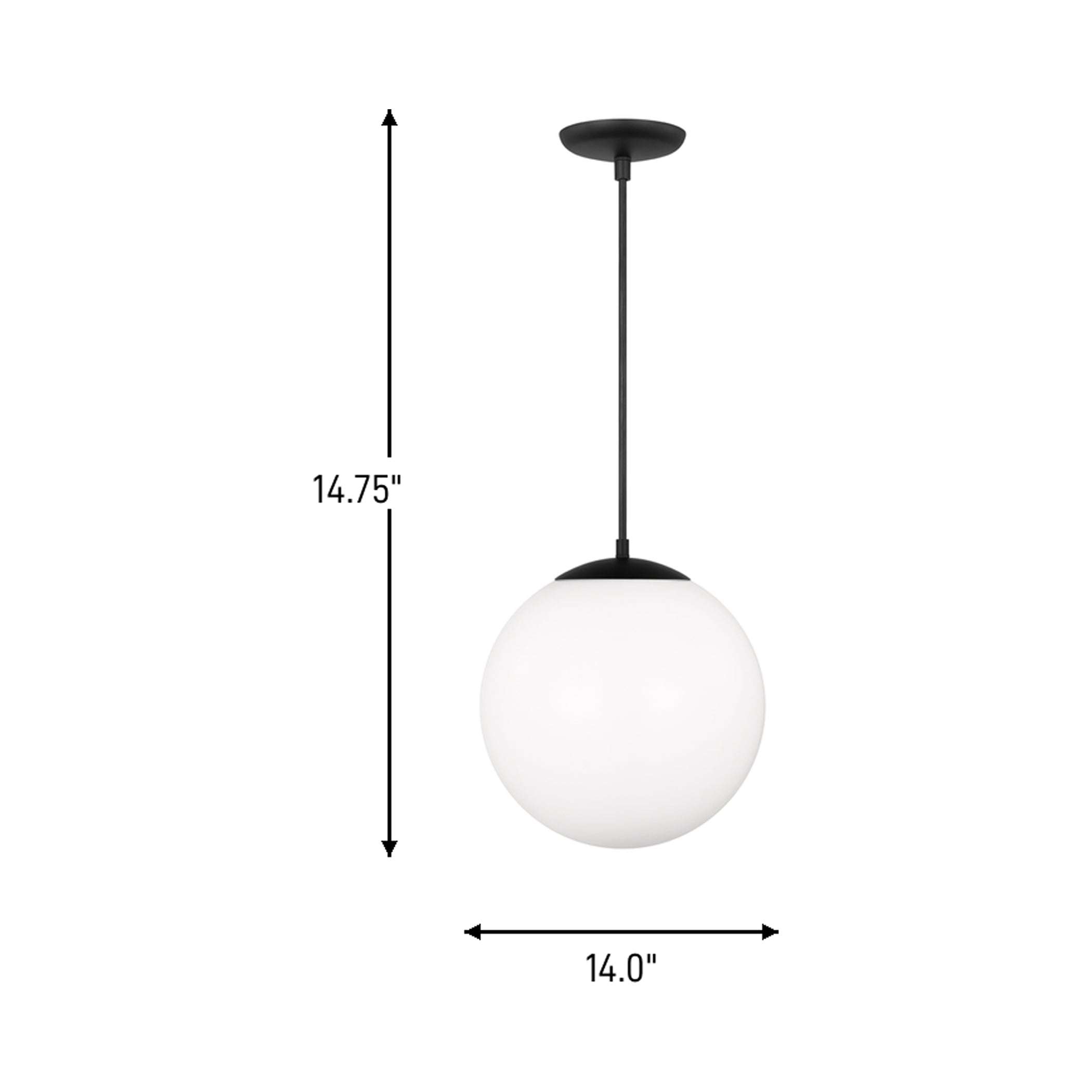 Suspension Globe en aluminium et verre avec cordon en tissu réglable
