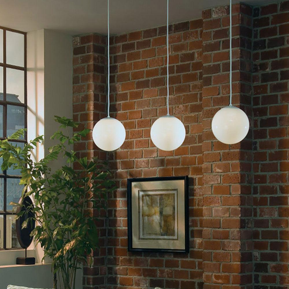 Suspension Globe en aluminium et verre avec cordon en tissu réglable