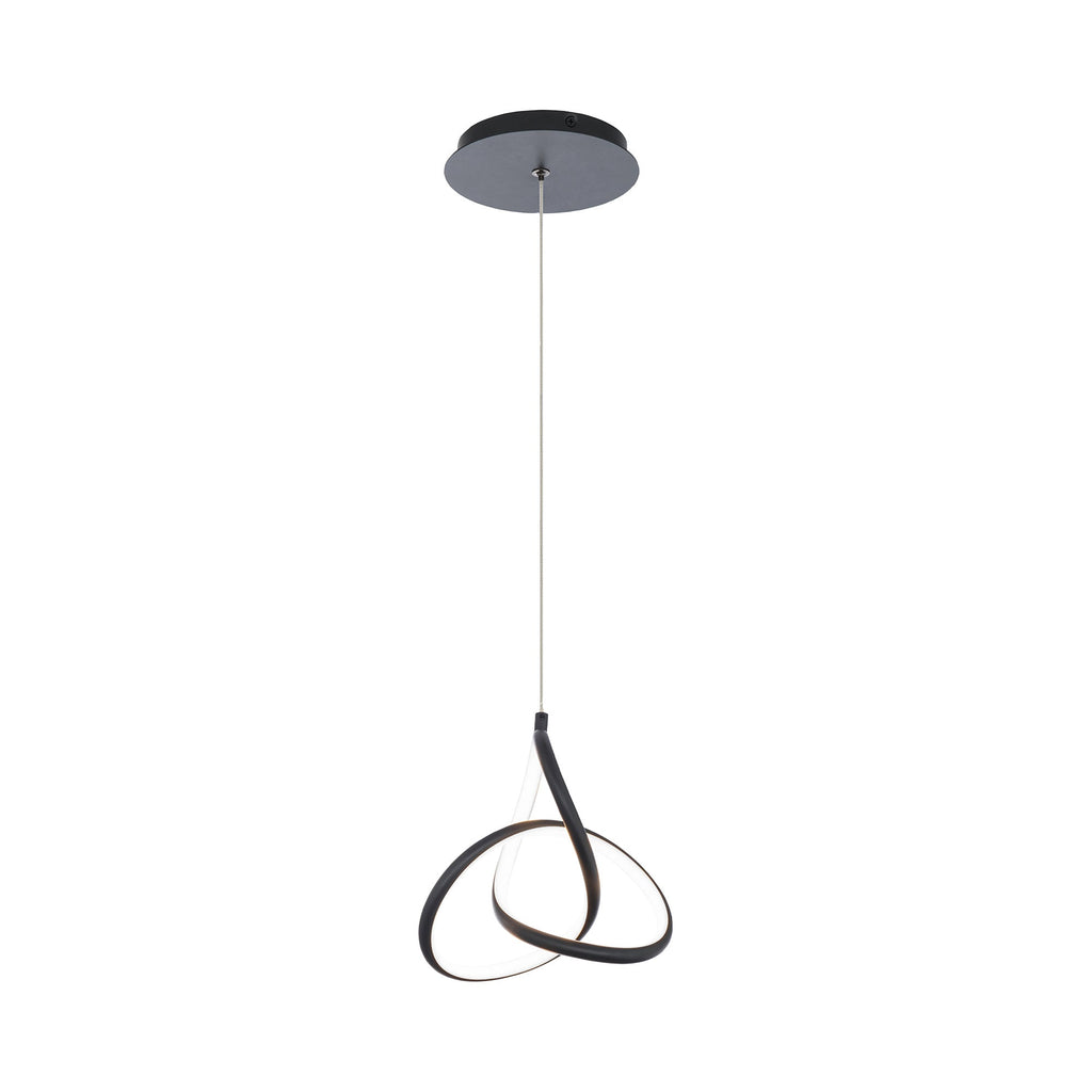Mini-suspension diffuseur LED à anse en aluminium courbée et composite