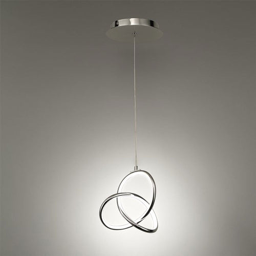 Mini-suspension diffuseur LED à anse en aluminium courbée et composite