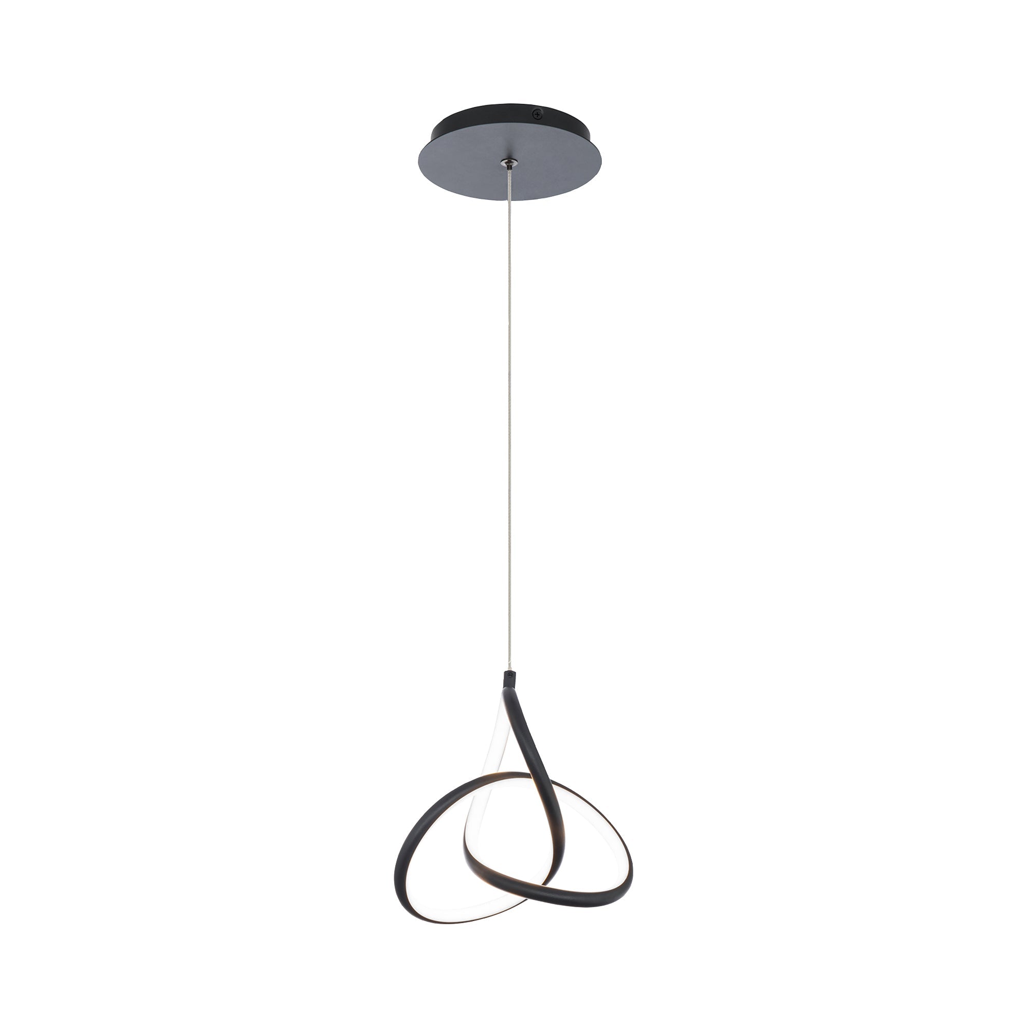 Mini-suspension diffuseur LED à anse en aluminium courbée et composite