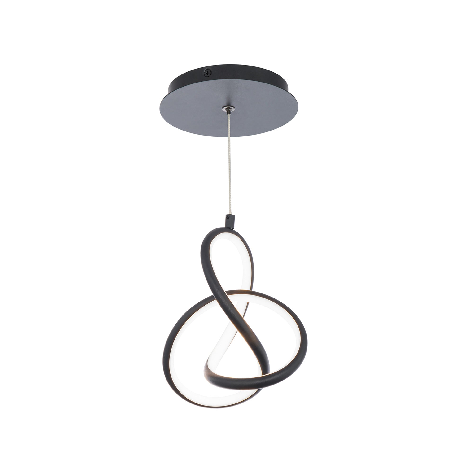 Mini-suspension diffuseur LED à anse en aluminium courbée et composite
