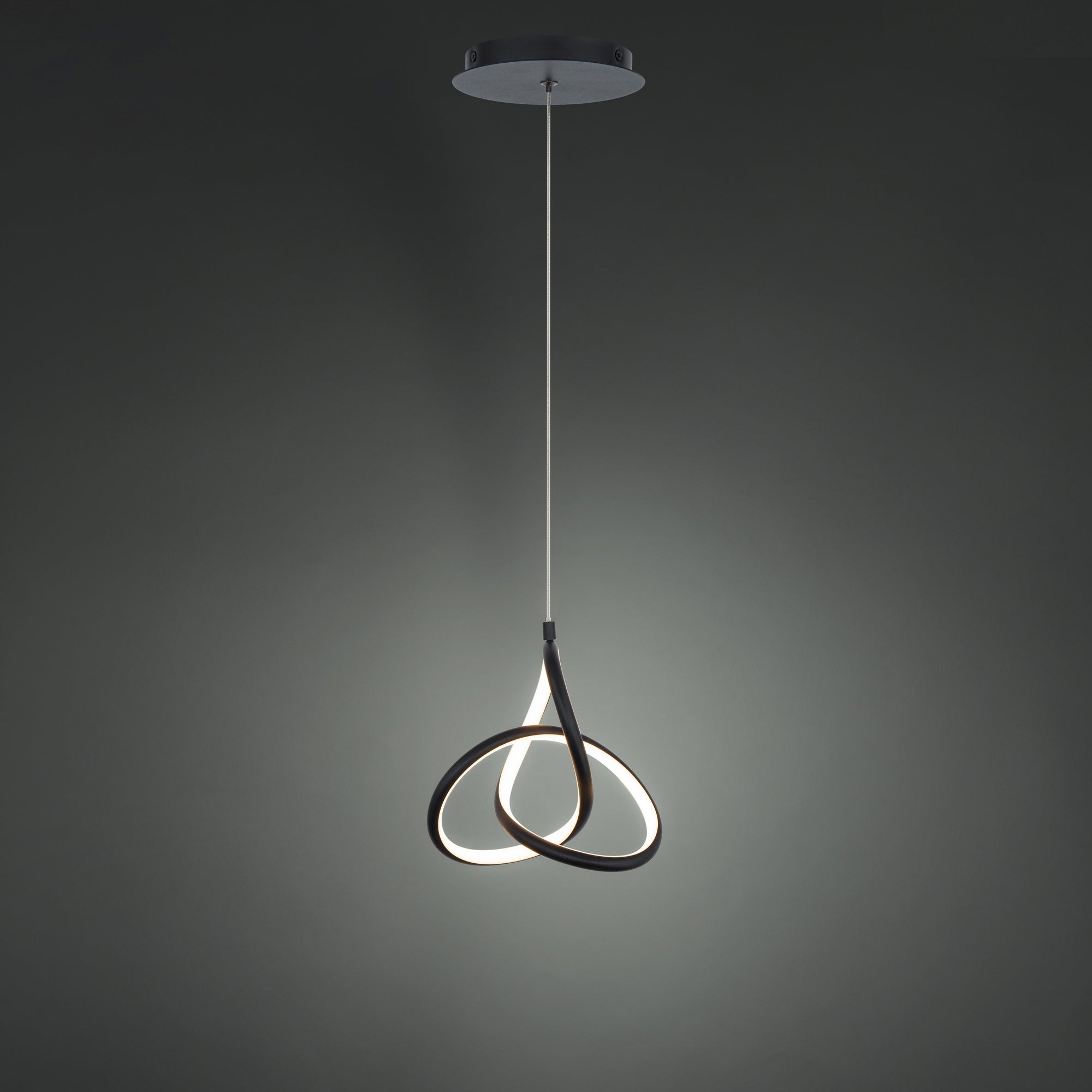 Mini-suspension diffuseur LED à anse en aluminium courbée et composite